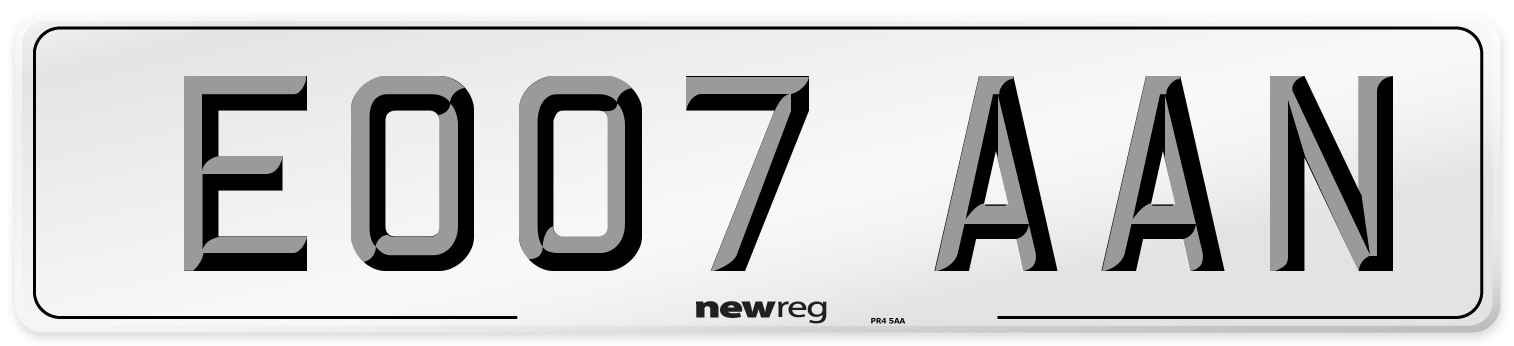 EO07 AAN Number Plate from New Reg
